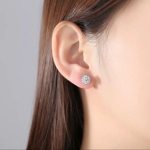 925 Sterling Silver Crystal Ball Earrings
